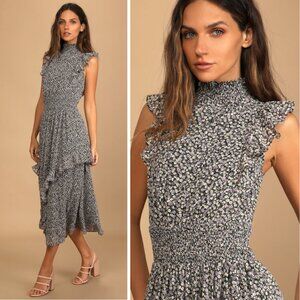 Lulu's Black and White Floral Maxi Dress